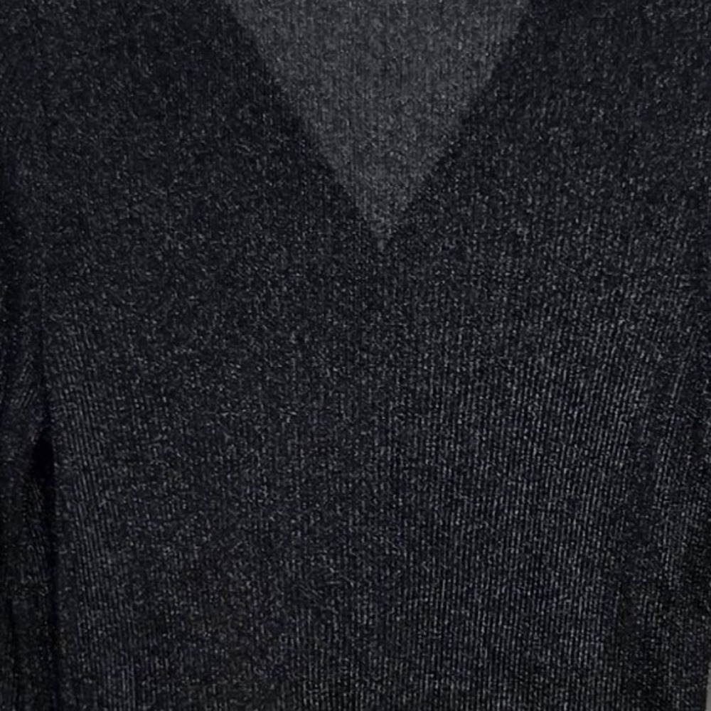 COS Sheer Metallic Knit Top Shirt Large Black Silver Ribbed Collared Minimalist - Picture 4 of 7